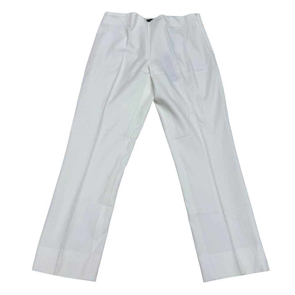 Elie Tahari Juliette Cropped White Trousers $178 Women's Side Zip, Size 4 NWT